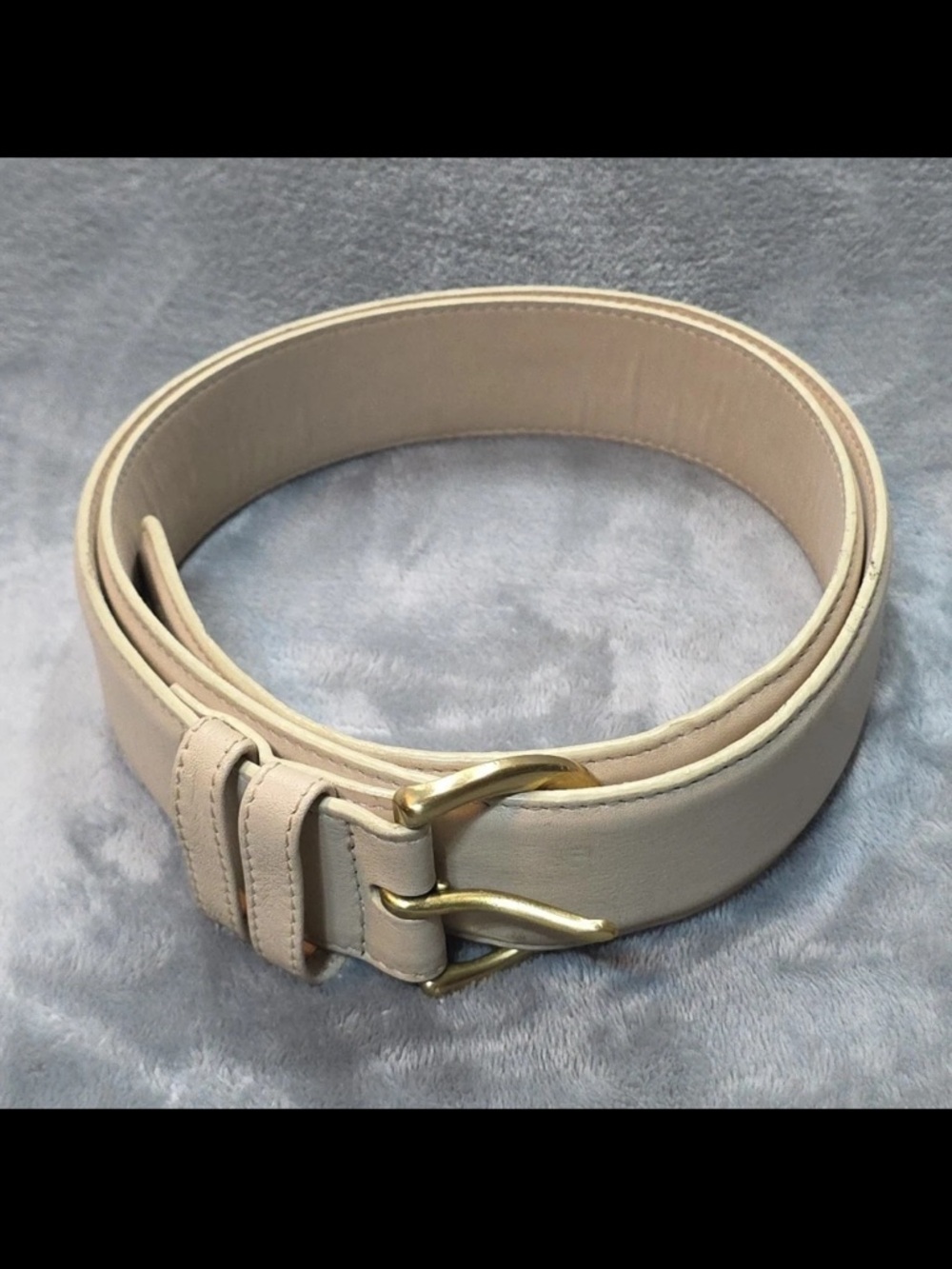 Coach Cream 2X Leather Belt with Gold-Tone Buckle